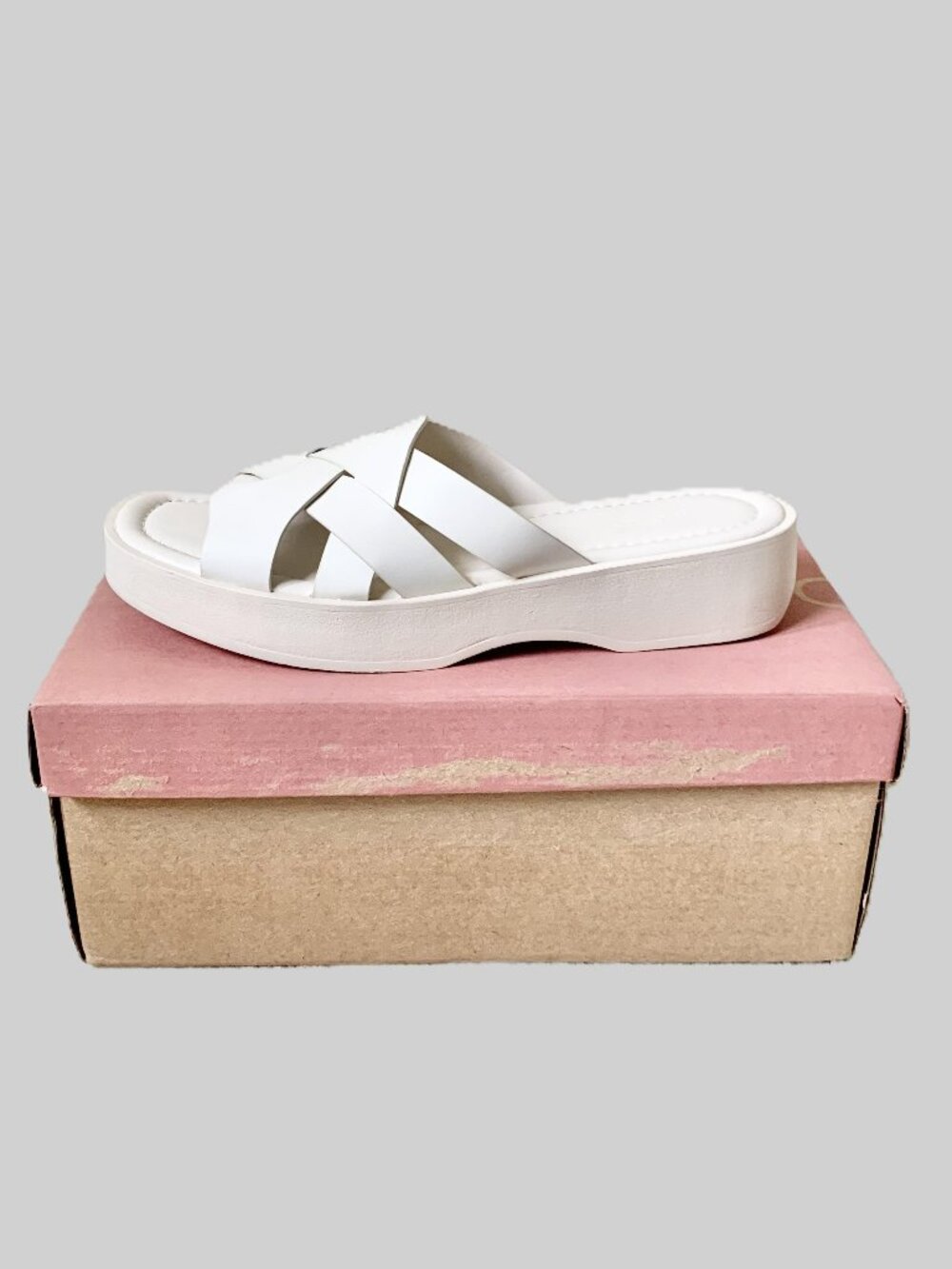 Anthropologie Pilcro Leather Woven Slide Sandals, Cream, Size 39/8.5, NIB - Picture 8 of 15